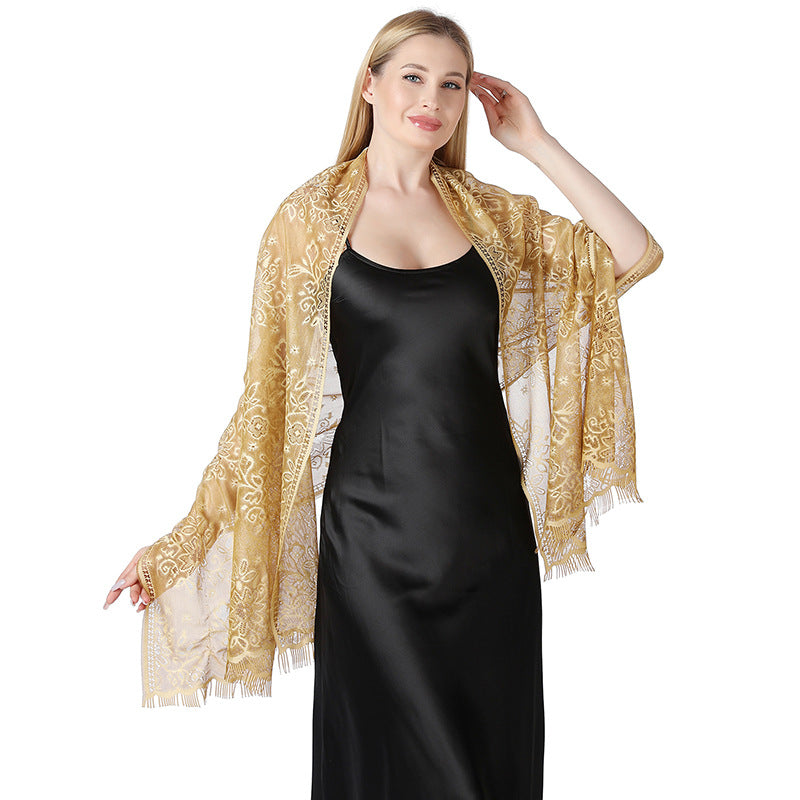 Geblümter Batik-Spitzenschal | LuxeStyle