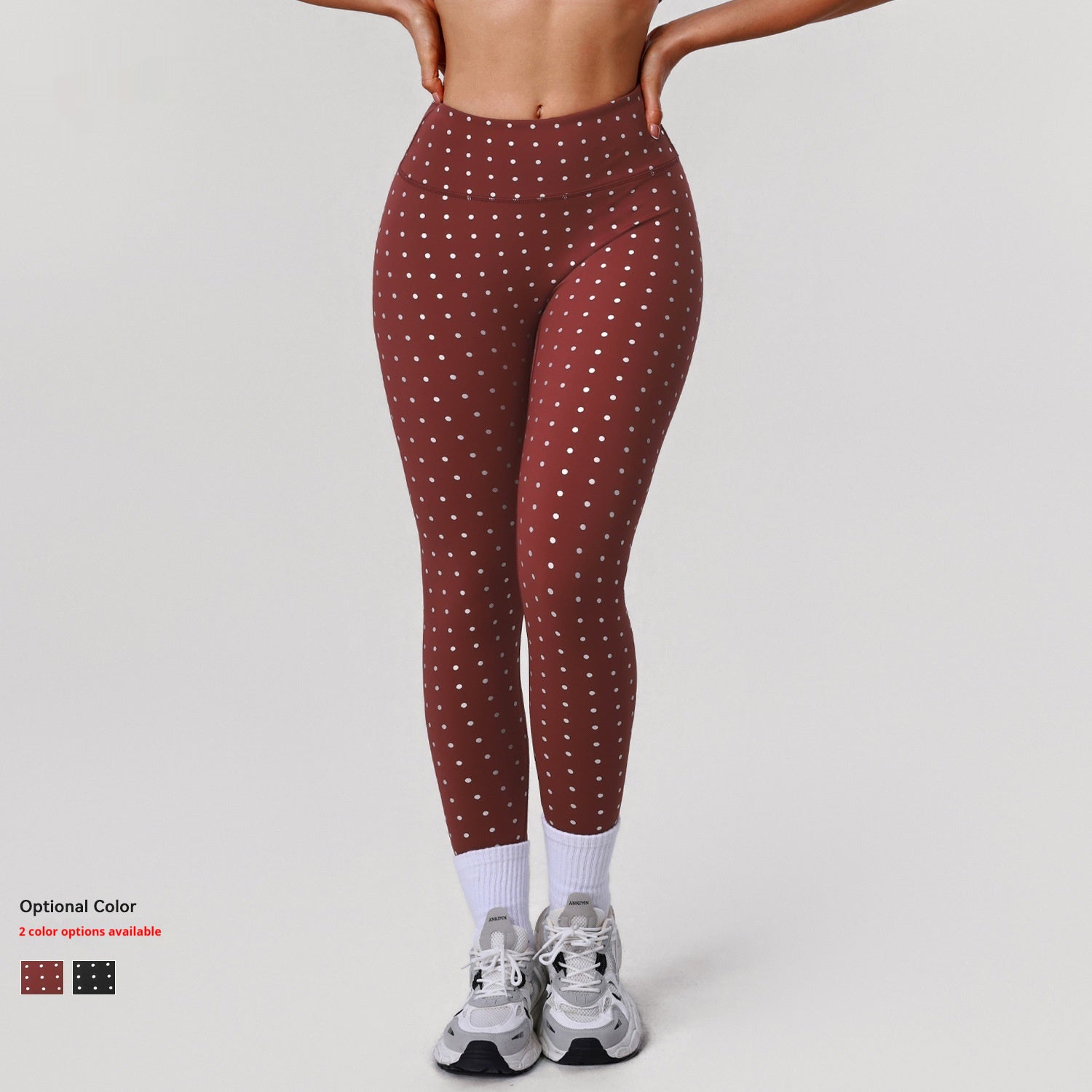High-Waist Yoga-Pants mit Polka-Dots