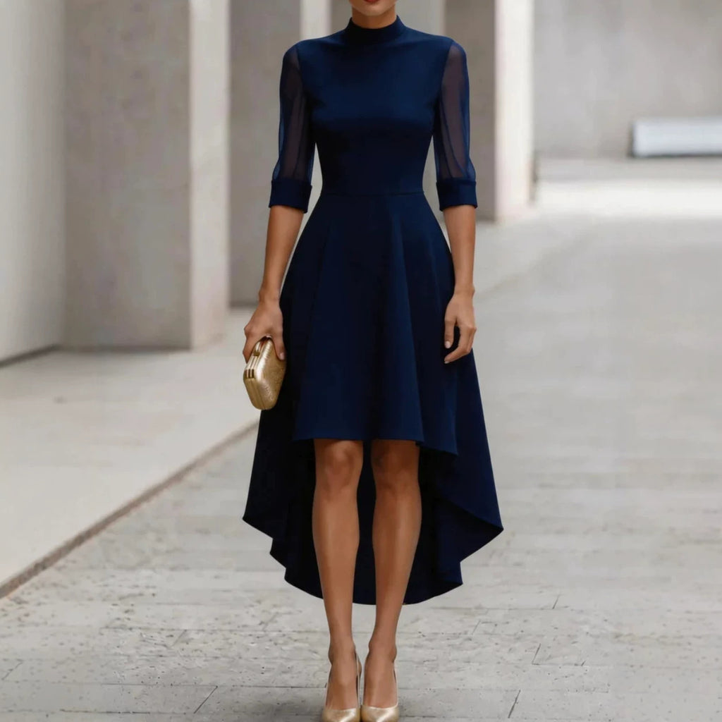 Midi-Kleid mit 3/4-Ärmeln und Mesh