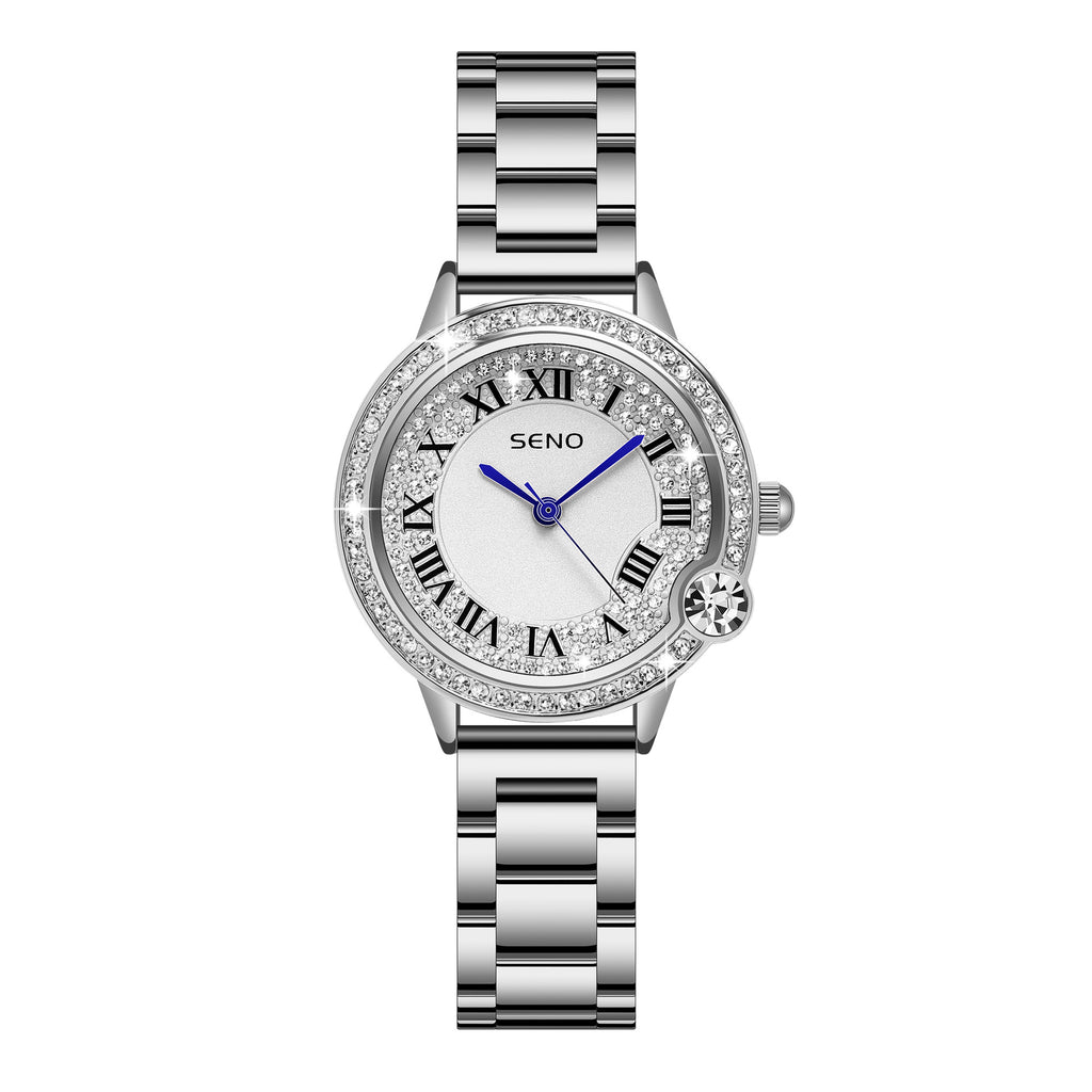 Quarz-Uhr mit Volldiamanten-Glanz aus Edelstahl – Bild 7 | LuxeStyle