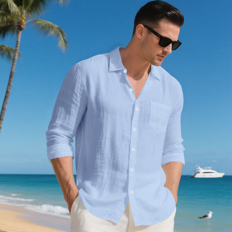 Männer-Linienlangarmshirt, 20-Zählung, weiss | LuxeStyle