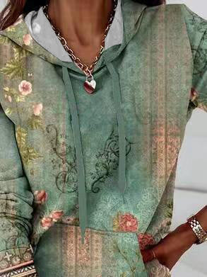 Kapuzenpullover für Damen mit Print und Taschen