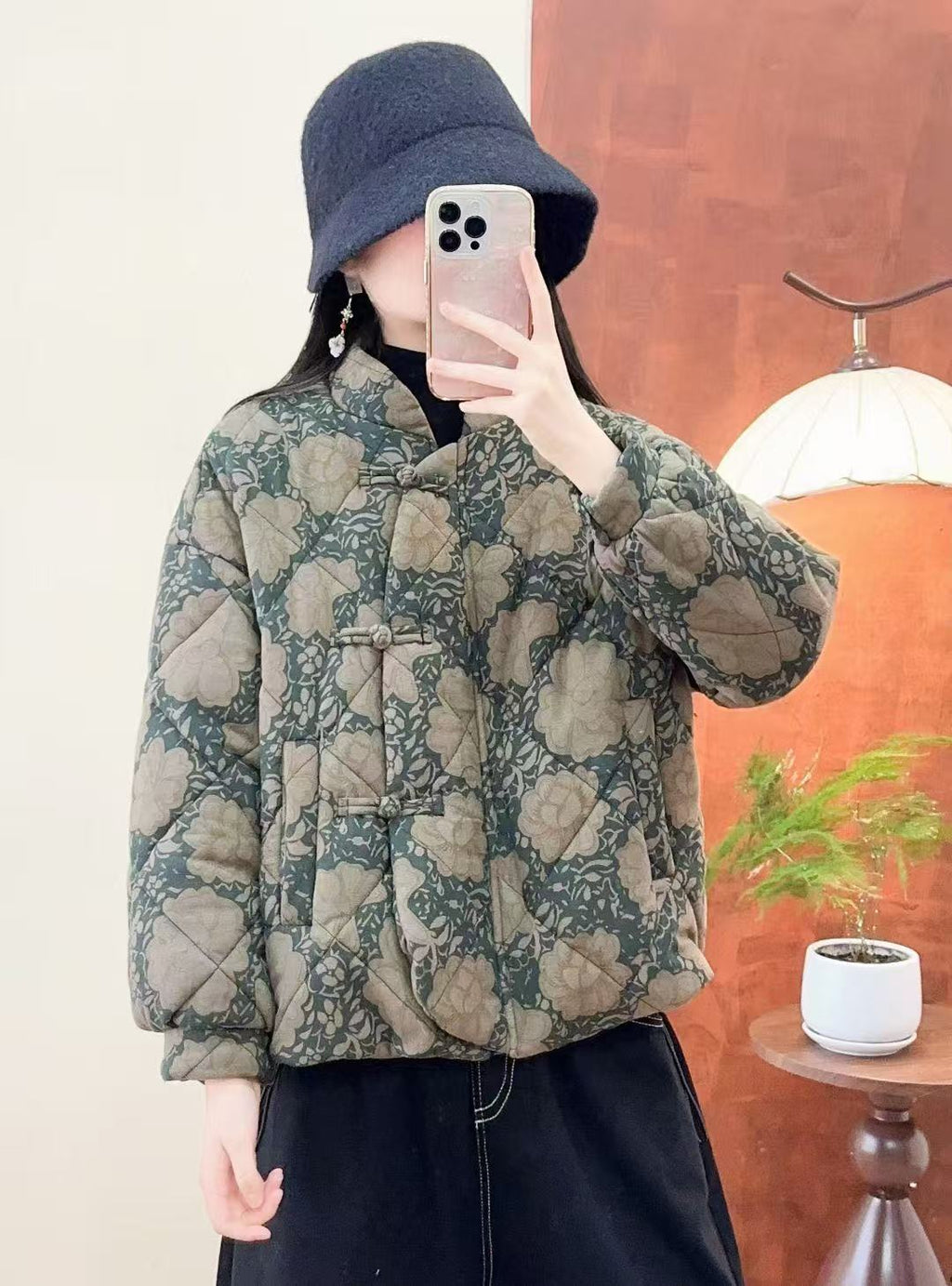 Muster-Standhalsjacke aus Baumwolle und Leinen – Bild 2 | LuxeStyle