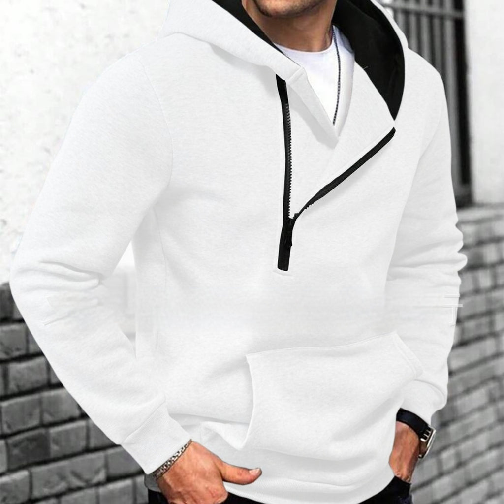 Color-Block Kapuzenpullover mit Half-Zip