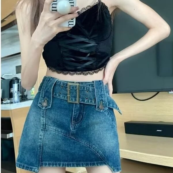 Retro Denim Rocker Skort