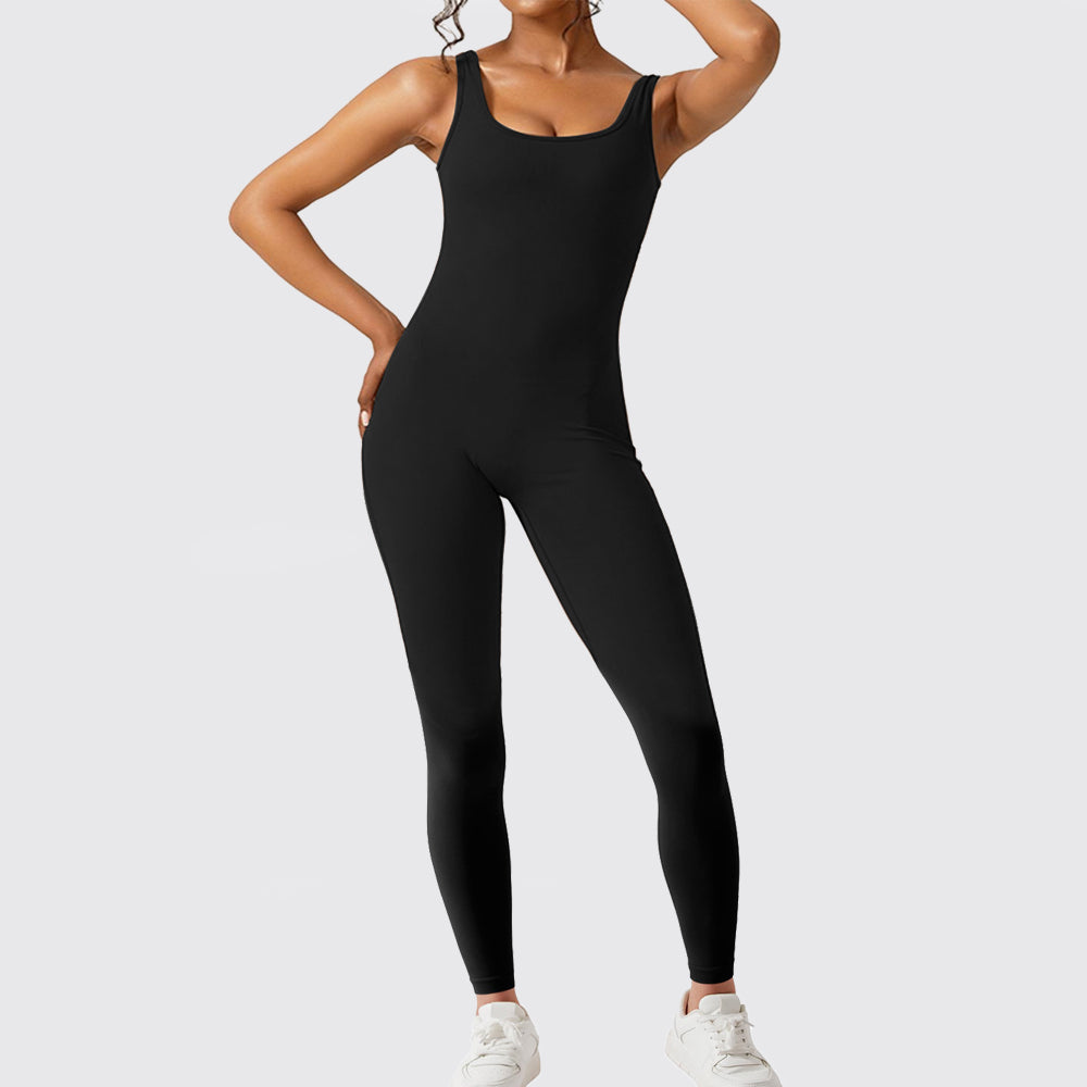 Ärmelloser flared Jumpsuit für Yoga & Fitness