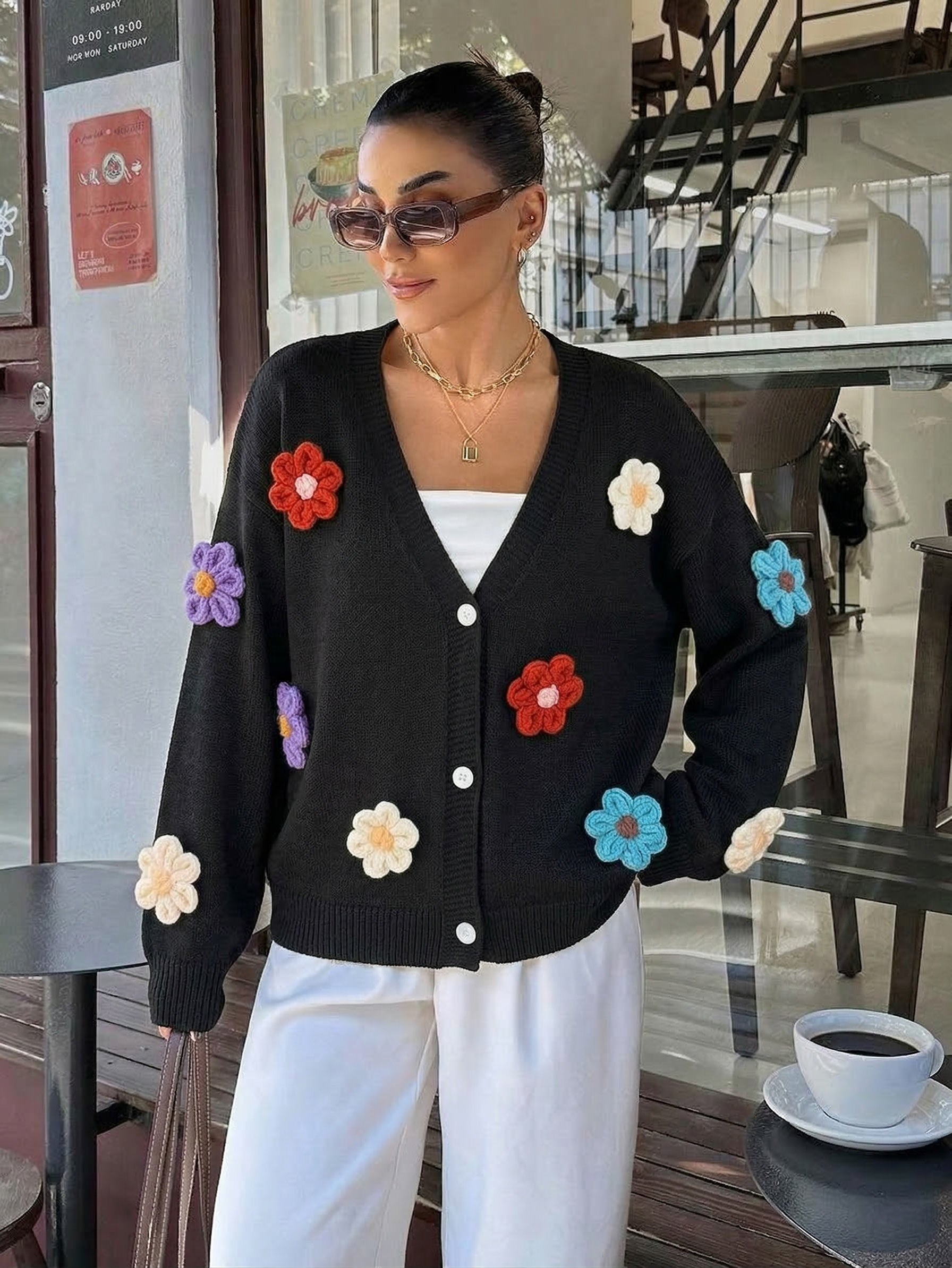 Blumen-Kardigan für Damen