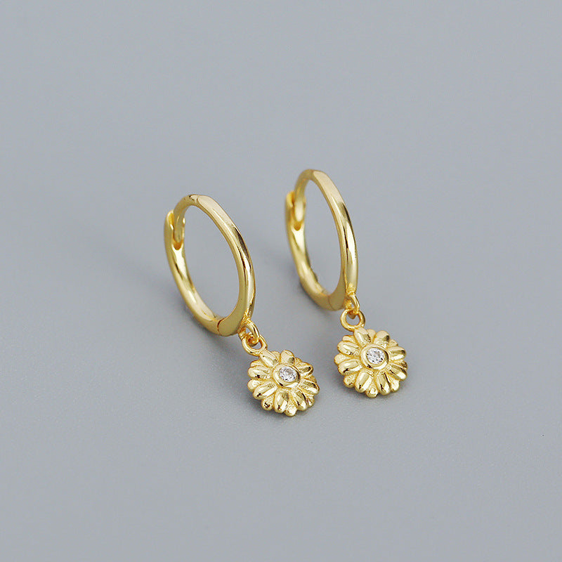Blumen Ohrclips aus 925er Sterling Silber