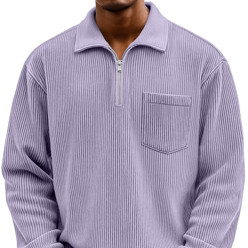 Henley Langarm-Hoodie mit Reissverschluss