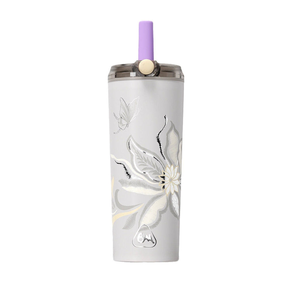 Titan-Trinkflasche mit Strohhalm, 660 ml