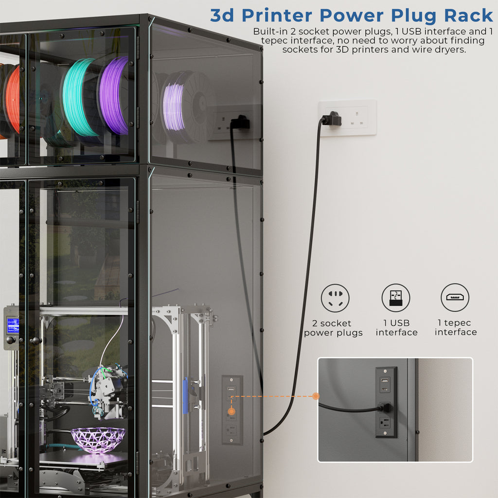 3D-Drucker-Schrank mit doppeltem Filament-Rack