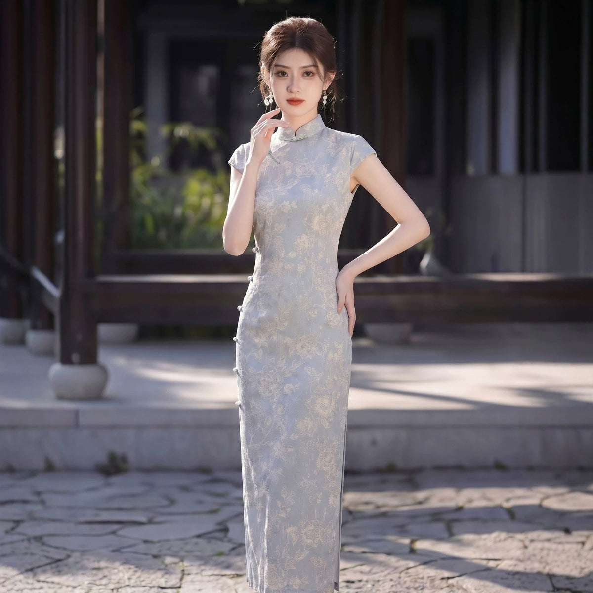 Elegantes Retro-Kleid in Grau-Blau – Bild 5 | LuxeStyle