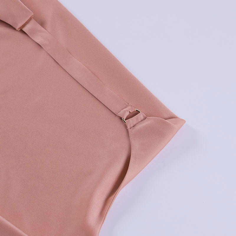 Satin-Partykleid, rückenfrei, V-Ausschnitt, Mini
