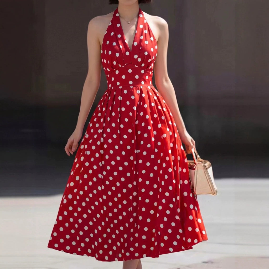 Retro Polka-Dot Halterneck-Kleid – Bild 6 | LuxeStyle