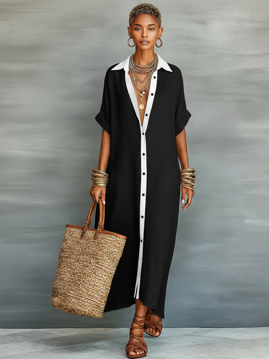 Lässiges Leinenkleid im Color-Blocking-Stil – Bild 5 | LuxeStyle