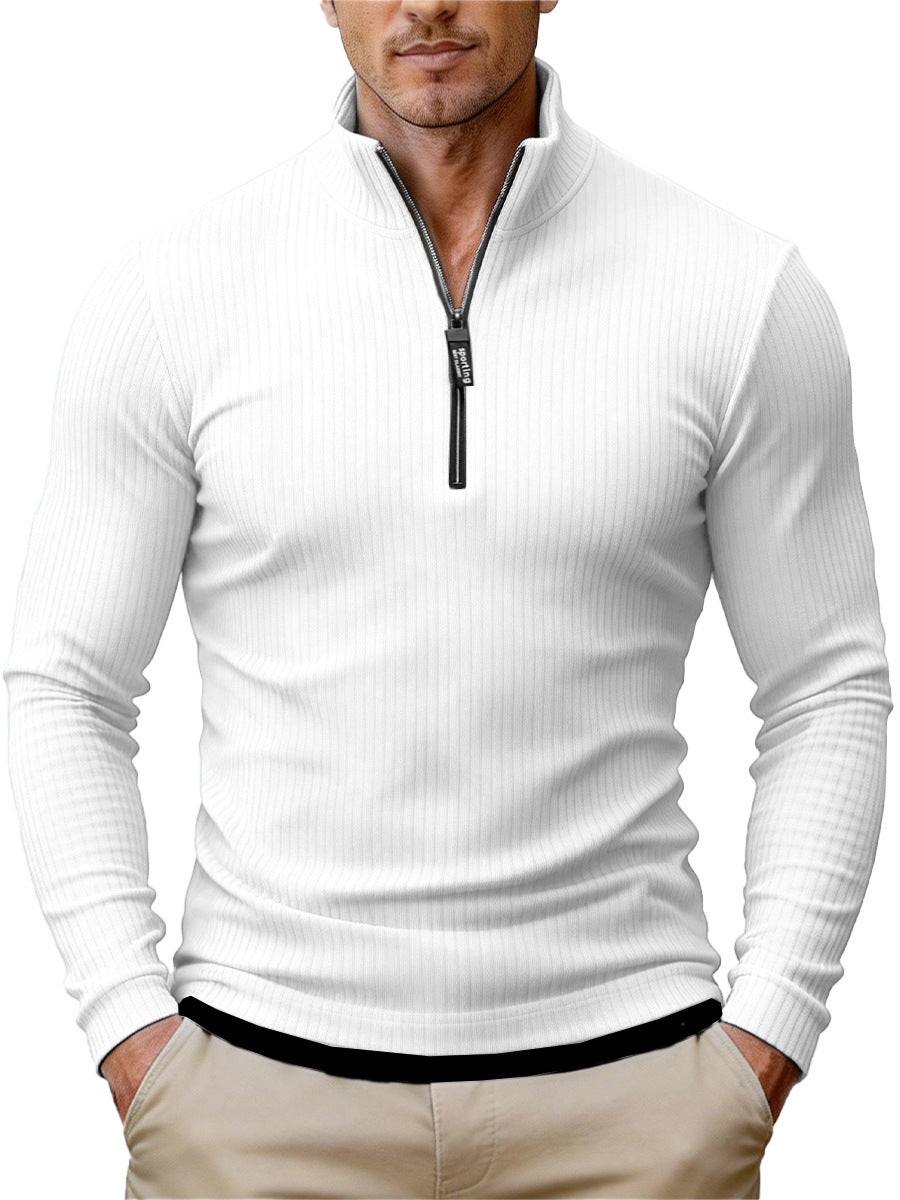 Herren-Retro-Halbzipfelpullover mit Stehkragen