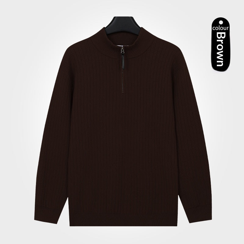 Herren Strickpullover mit Semi-Zip