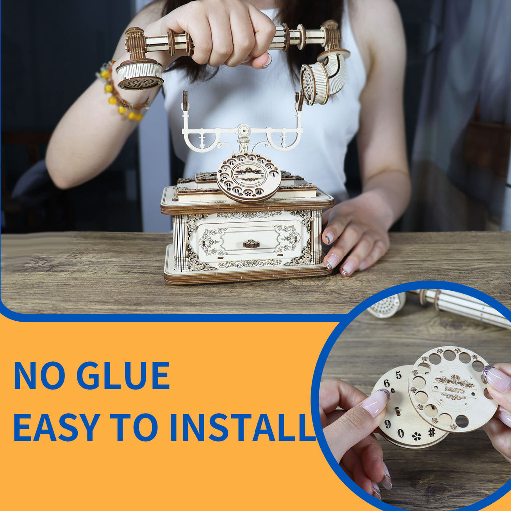 Retro Telefon 3D Holzpuzzle für Erwachsene