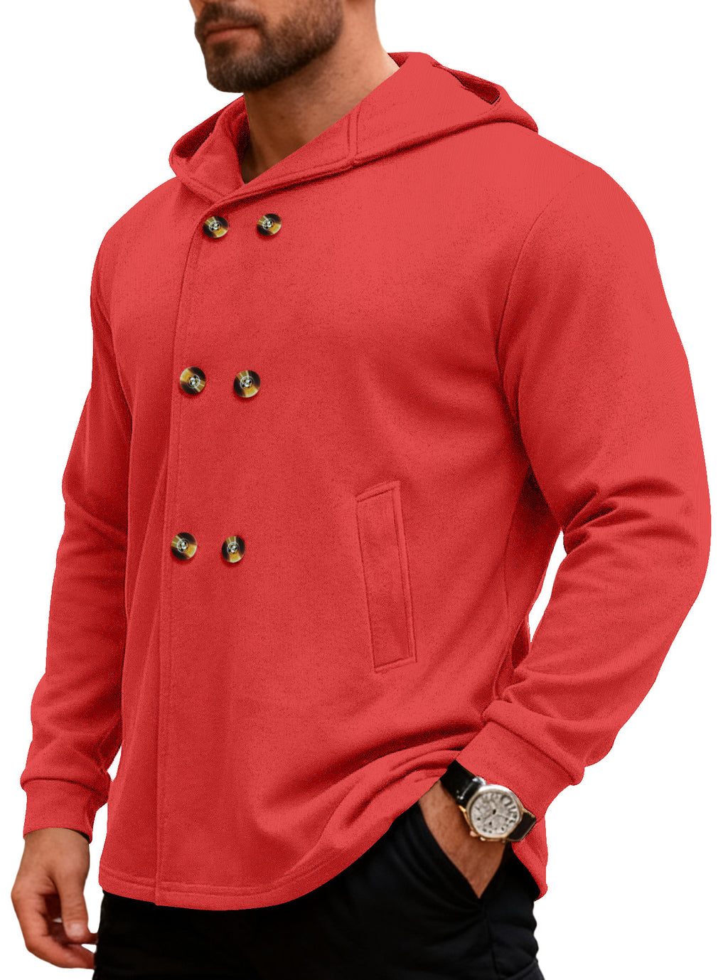 Herren Kapuzen-Trenchcoat, schmal geschnitten
