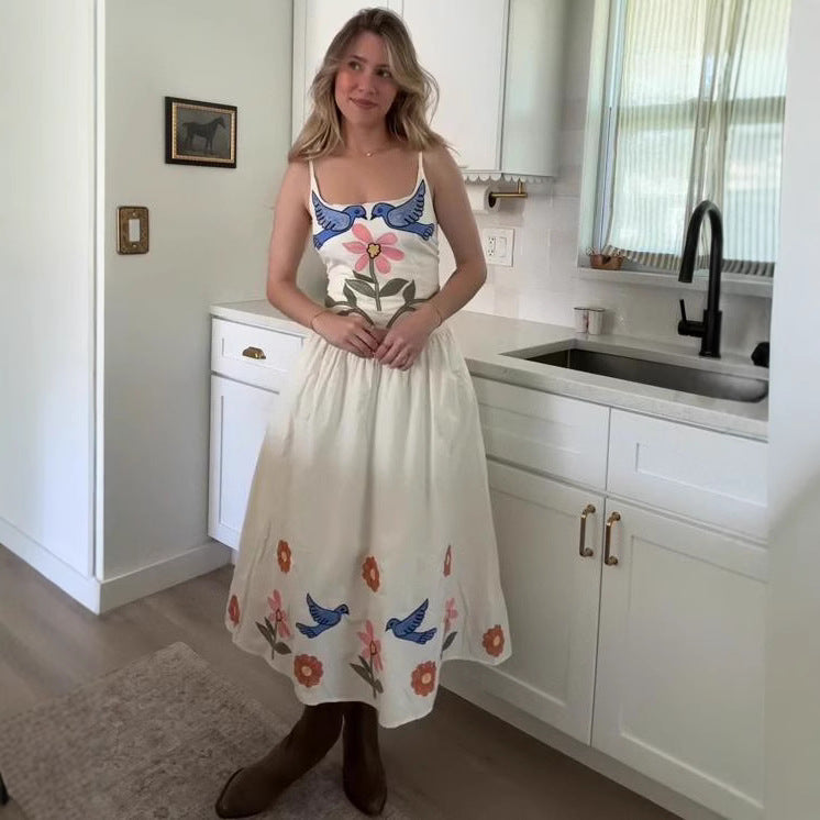 Damen trägerloses A-Linien-Kleid mit Print