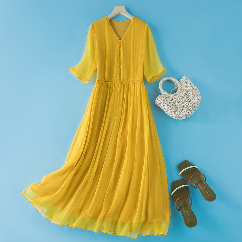 Seidenkleid mit 3/4-Ärmeln
