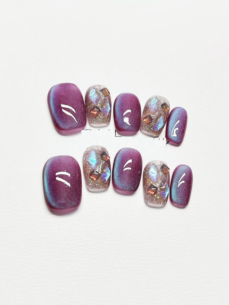 Handgemachte Cat Eye Nägel zum Aufkleben – Bild 8 | LuxeStyle