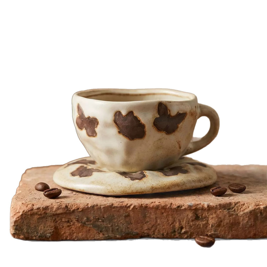 Keramiktasse mit Untertasse, Tiermotiv | LuxeStyle