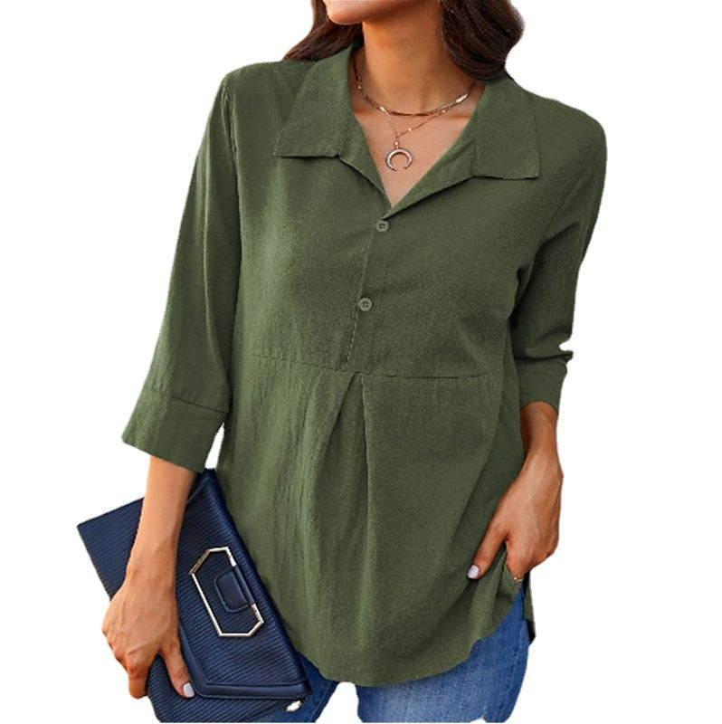 Damen-Shirt mit Reverskragen und Schlitz – Bild 4 | LuxeStyle