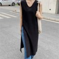 Ärmelloses V-Neck Tank Dress aus Baumwoll-Leinen – Bild 1 | LuxeStyle