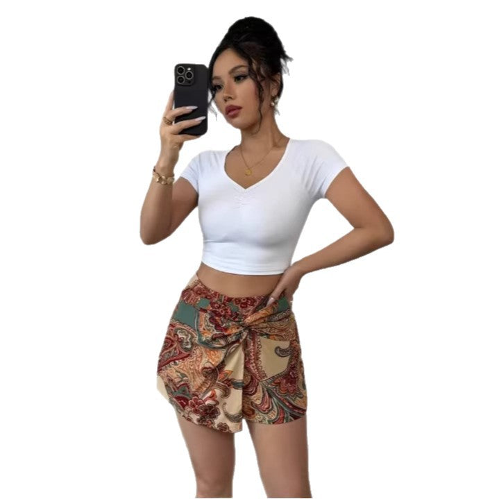 Wickel-Shorts mit Paisley-Print