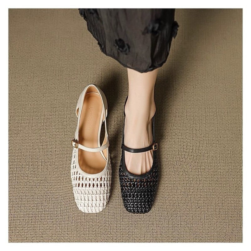 Weißes Quadratto-Toe Sandal mit Einsteckerfessel