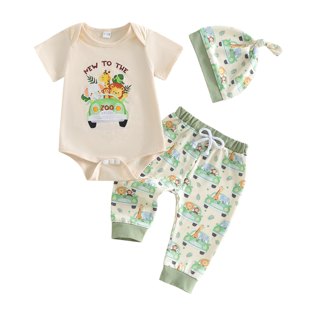 Baby-Dreiteiler mit Kapuze und Zoothema – Bild 2 | LuxeStyle
