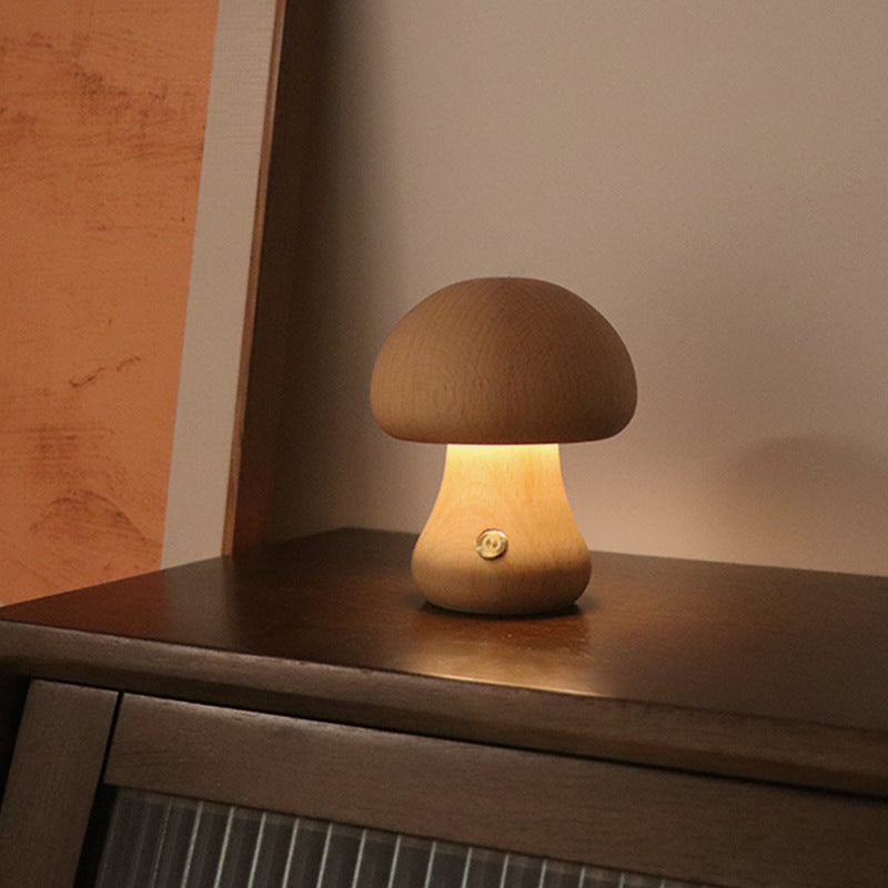 Holz-Pilz Nachtlicht mit Touch-Schalter