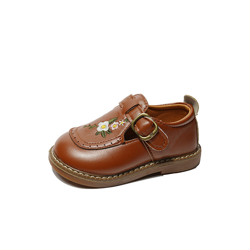 Mädchen Leder Prinzessinnen-Schuhe mit Stickerei