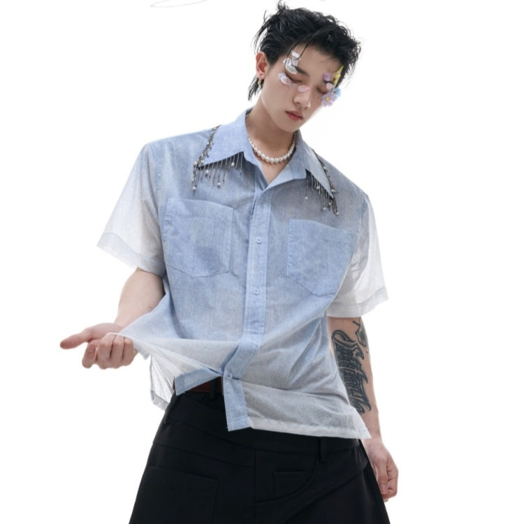 Kurzärmliges blaues Shirt – lockerer Schnitt – Bild 3 | LuxeStyle
