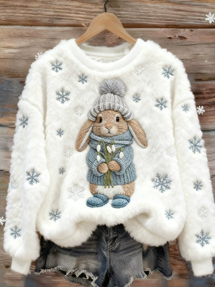 Weihnachtsmuster-Fleece-Hoodie