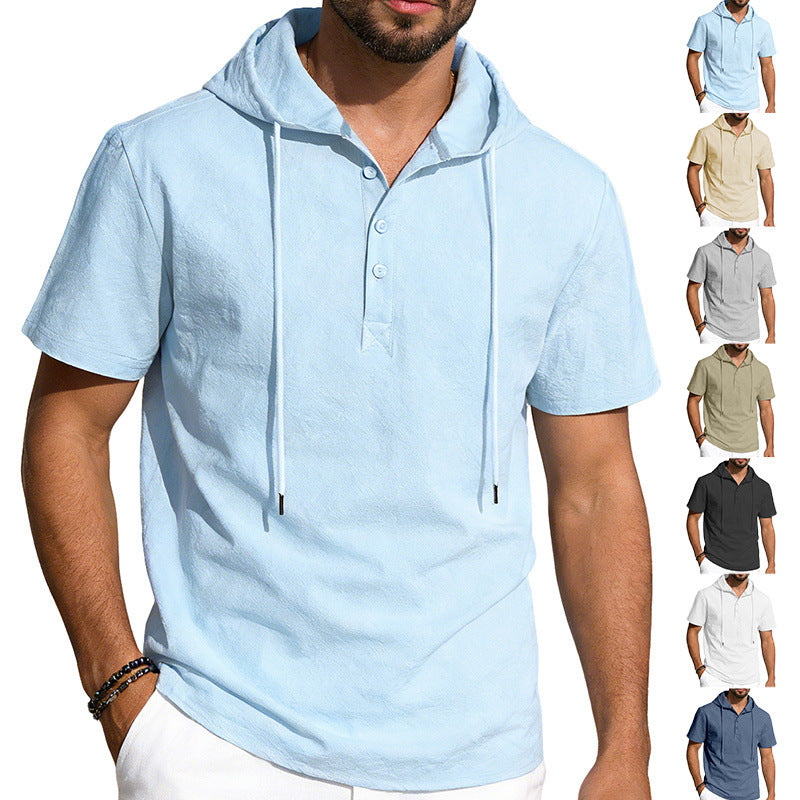 Herren Leinen Kurzarm-Shirt