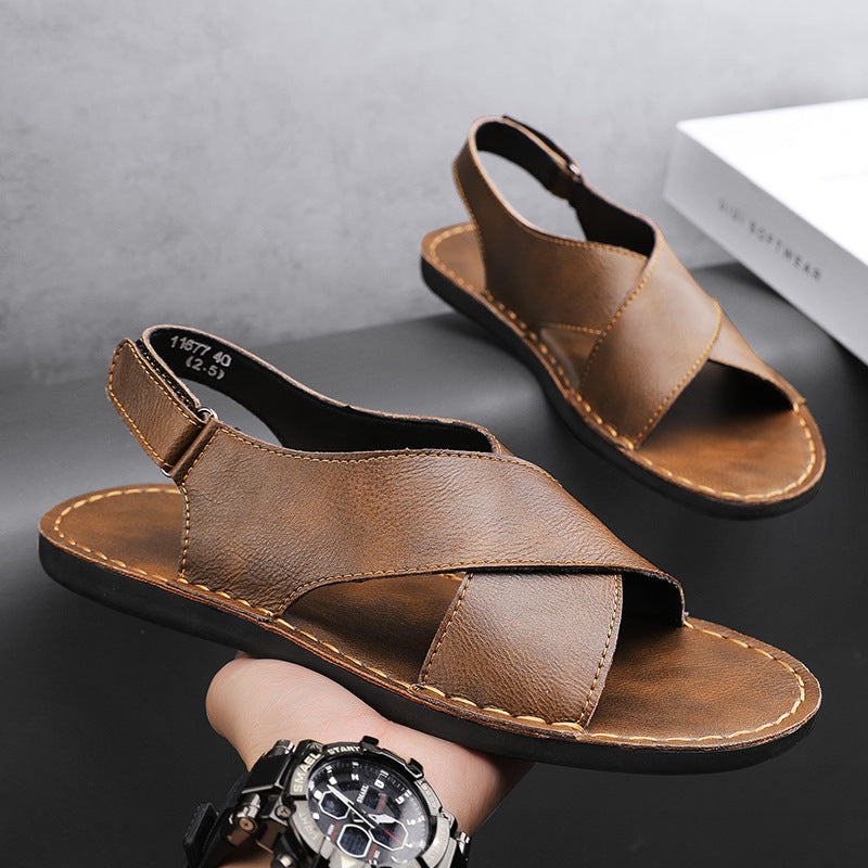 Handgenähte Sandalen mit Klettverschluss für Herren