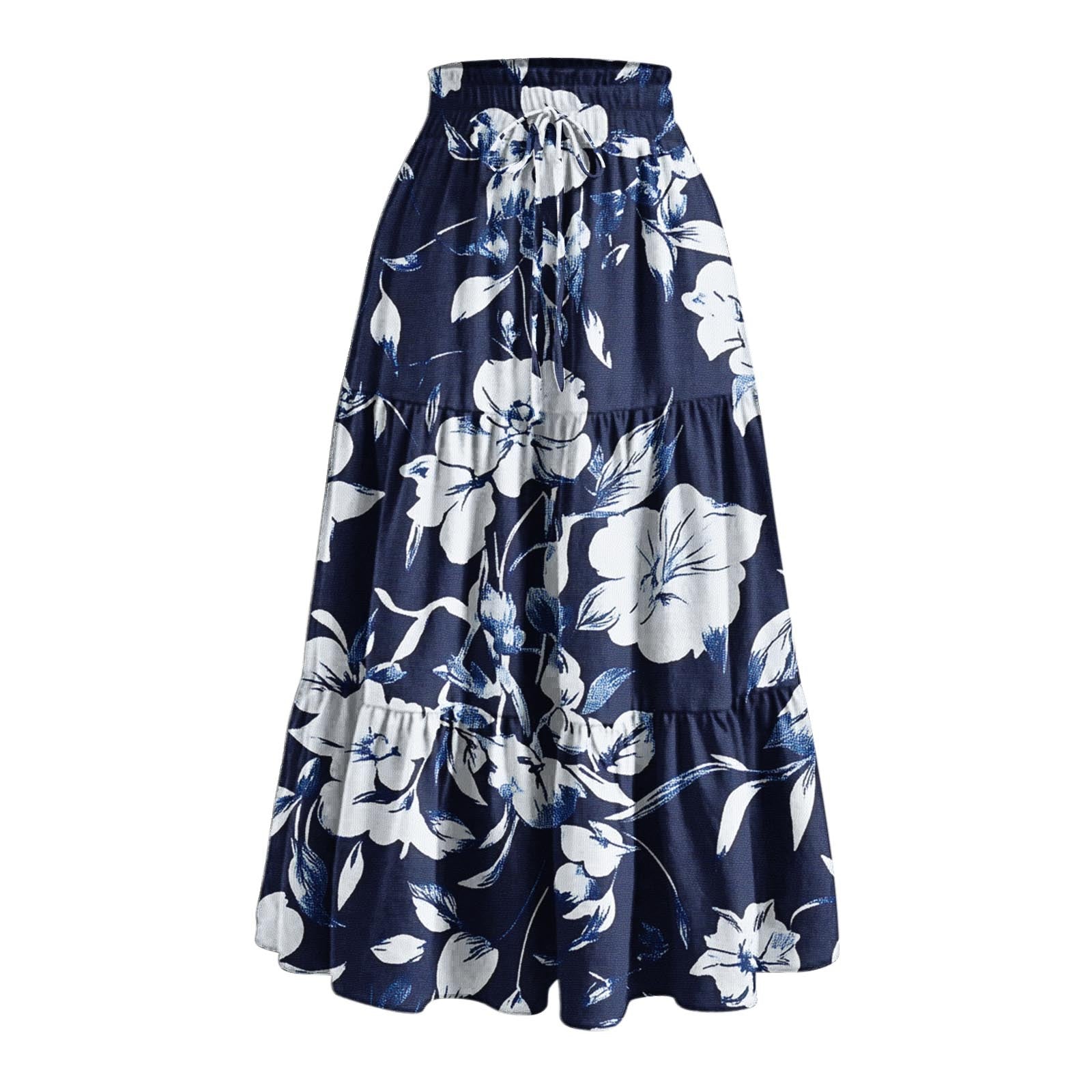 Eleganter Maxirock mit Print und Kordelzug – Ansicht 2