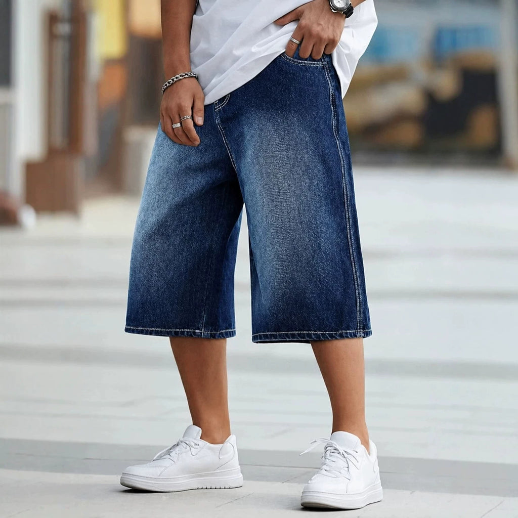 Vintage-Wasch Y2K Denim Shorts für Herren