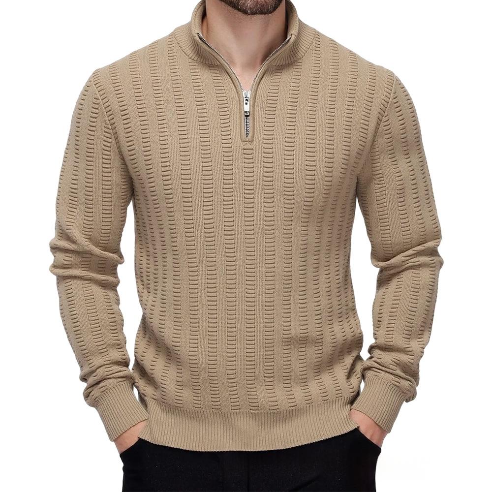 Herren Strickpullover mit Reissverschluss und Stehkragen