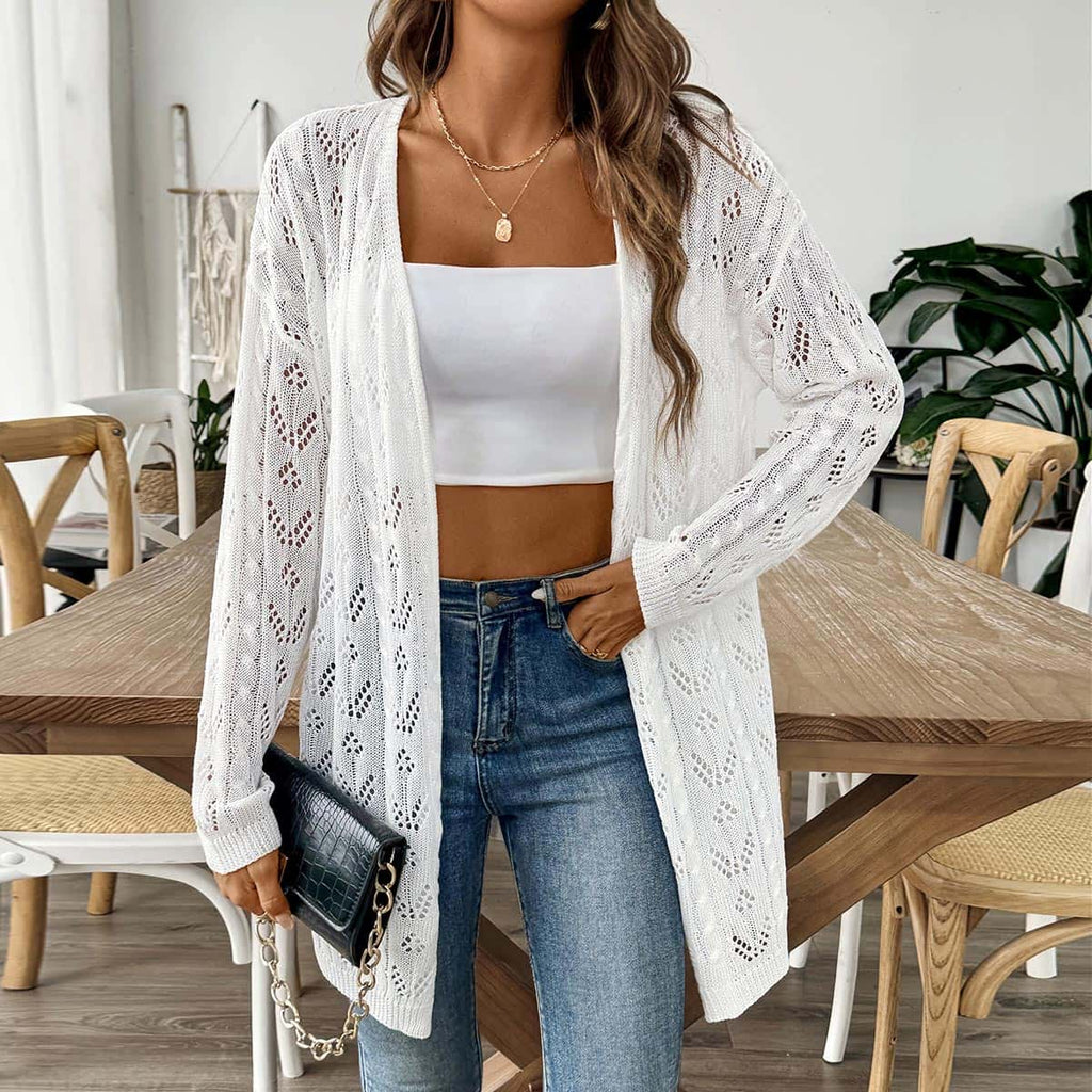 Luftiger Strick-Cardigan mit Lochmuster – Bild 1 | LuxeStyle