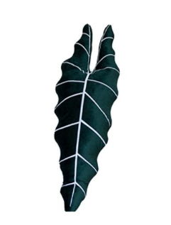 Monstera Kissen, weiss, Brokat