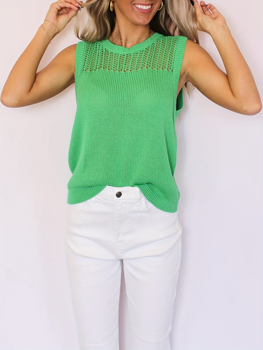Chunky-Knit Strickweste mit Kapuze
