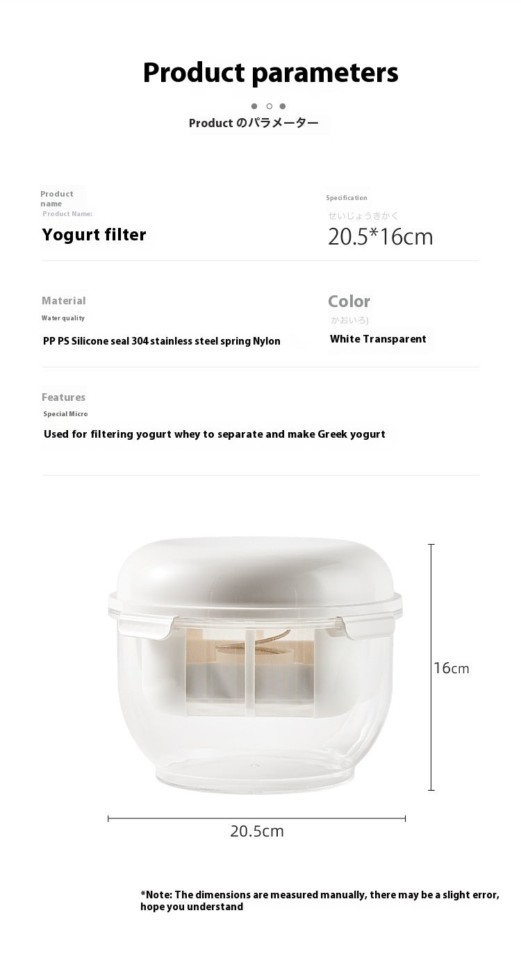 Joghurt-Molke-Filter aus Kunststoff