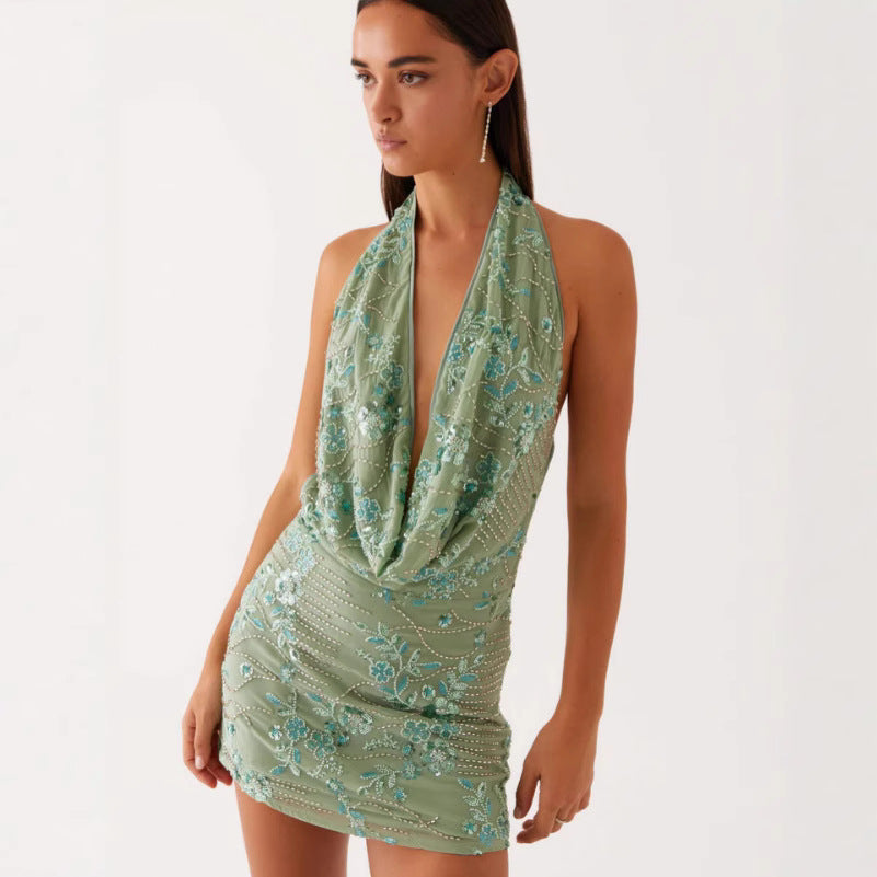 Elegantes Neckholder-Kleid mit V-Ausschnitt