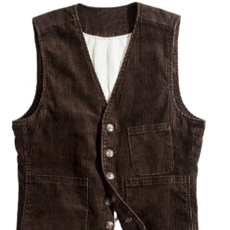 Corduroy-Weste für Herren mit Patchwork