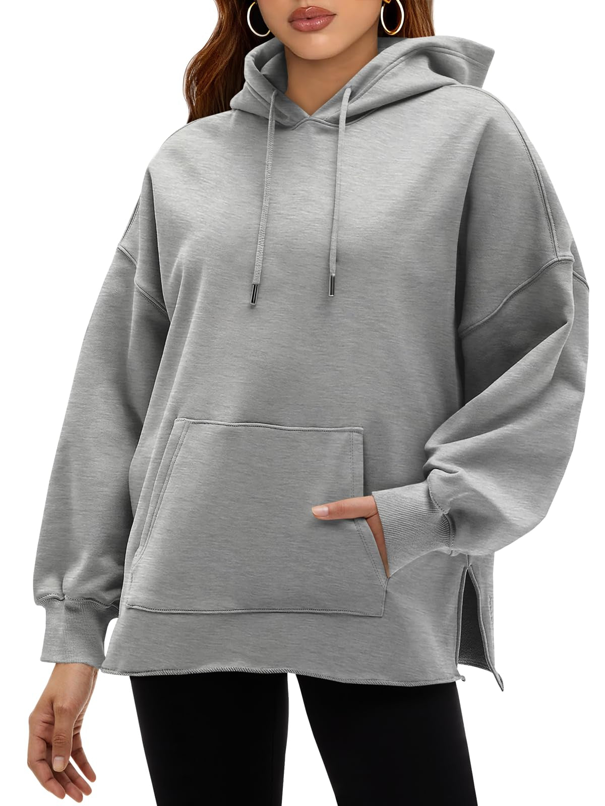 Oversized Hoodie mit Bauchtasche und Seitenschlitzen – Ansicht 4
