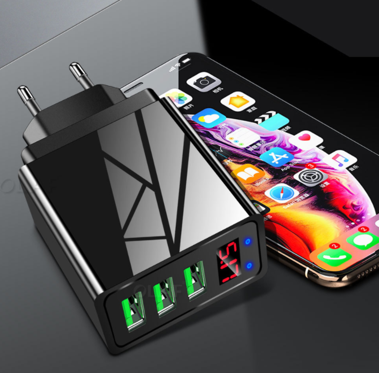 Digitales 3-Port USB-Ladegerät mit Display