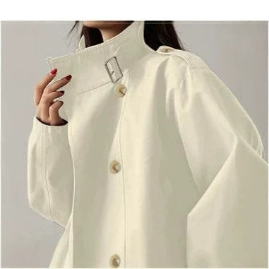 Retro-Trenchcoat mit Kordelb, beige – Bild 2 | LuxeStyle